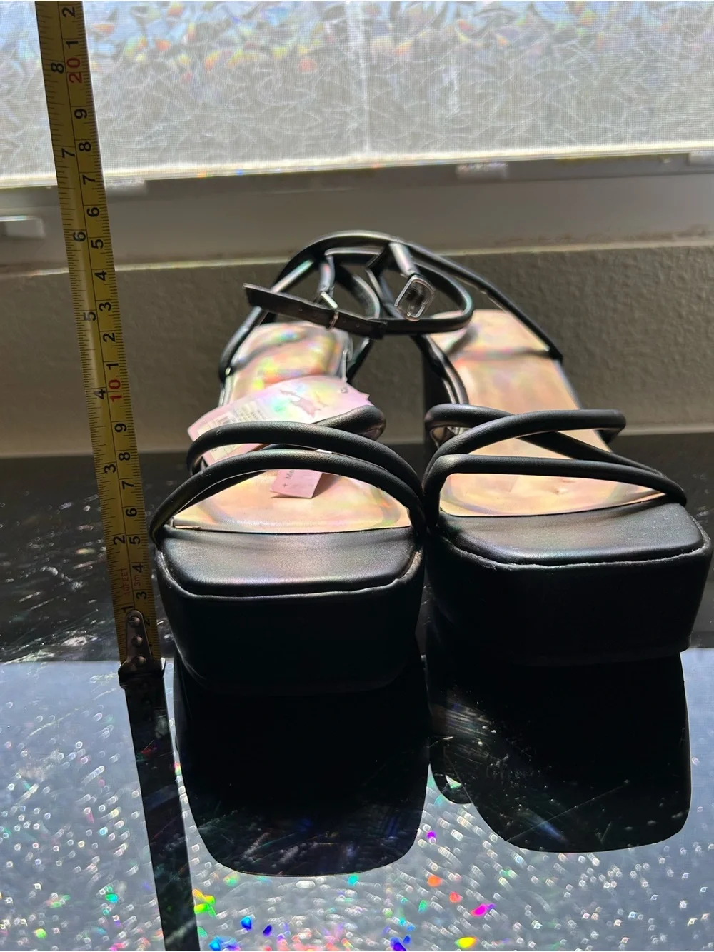 Women's Astro Strappy Platform Heels with Memory Foam Insole - Wild Fable Black